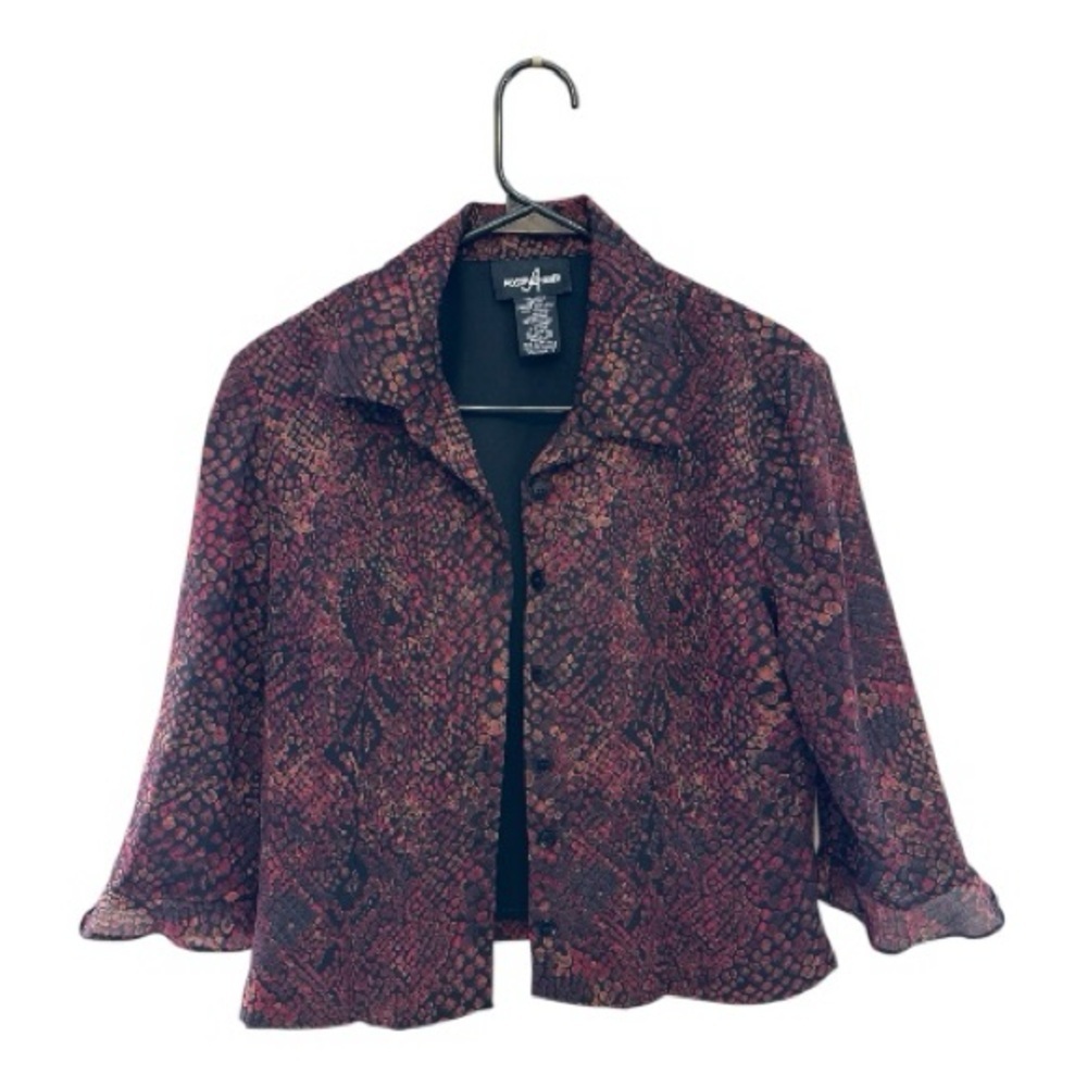 Vintage Y2K Era Positive Attitude Snake Print Cropped Button Down Shirt Size 10